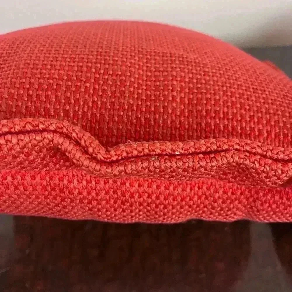 VTG Burlap Throw Pillows (2) Tassels Handmade Red And Pink Grannycore Maximalist